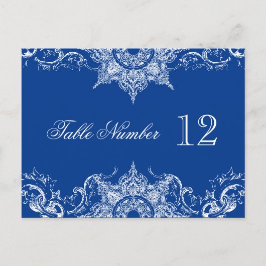 Toile Damask Receptie Tafelnummers Royal Blue (Voorkant)