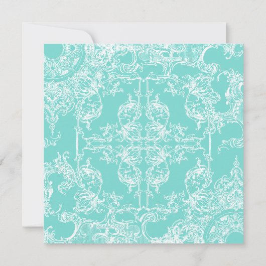 Toile Damask Swirl bewaart de data Save The Date (Achterkant)