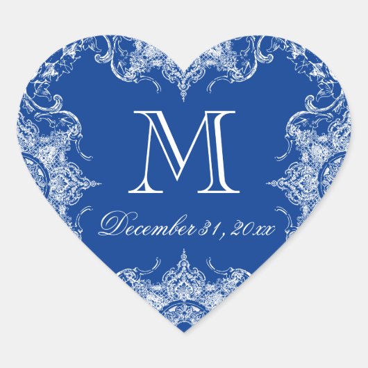 Toile Damask Swirl Bijpassende Sticker Royal Blue (Voorkant)