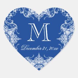 Toile Damask Swirl Bijpassende Sticker Royal Blue