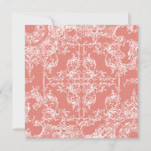 Toile Damask Swirl Couples Douche Coral Pink Kaart (Achterkant)