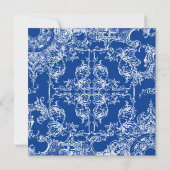 Toile Damask Swirl Couples Douche Royal Blue Kaart (Achterkant)