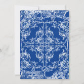 Toile Damask Swirl Wedding Invite Royal Blue Kaart (Achterkant)