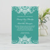 Toile Damask Swirl Wedding Nodig Blauwgroen Groen  Kaart (Staand voorkant)