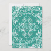 Toile Damask Swirl Wedding Nodig Blauwgroen Groen  Kaart (Achterkant)