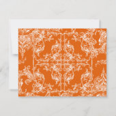 Toile Damast Swirl Trouw RSVP Kaart Tangerine (Achterkant)