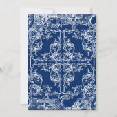 Toile Damast Wervel Save the Dates Navyblauw Kaart (Achterkant)