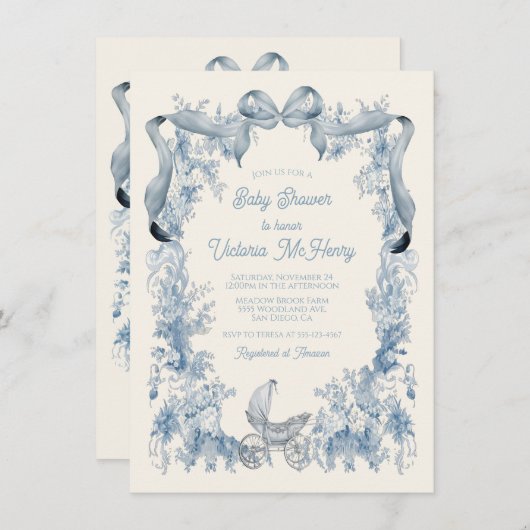 Toile De Joey Bloemenboog Baby shower Kaart (Voorkant / Achterkant)