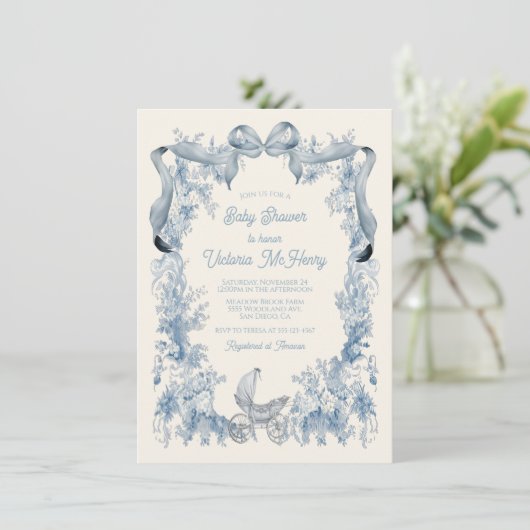 Toile De Joey Bloemenboog Baby shower Kaart (Staand voorkant)