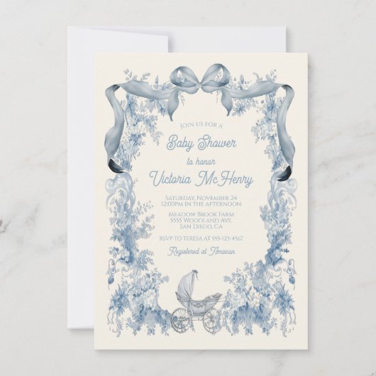 Toile De Joey Bloemenboog Baby shower Kaart (Voorkant)