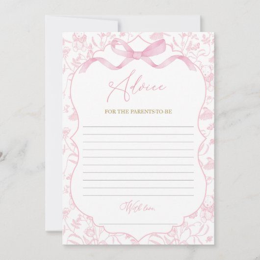 Toile De Jouy Advies Baby shower spel Kaart (Voorkant)