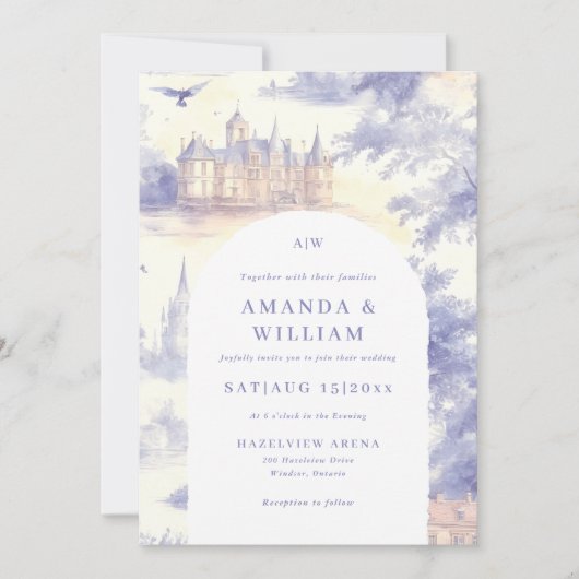 Toile de Jouy Art Huwelijksuitnodiging Kaart (Voorkant)