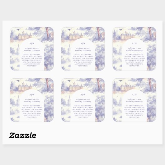 Toile de Jouy art Vierkante Sticker (Vel)