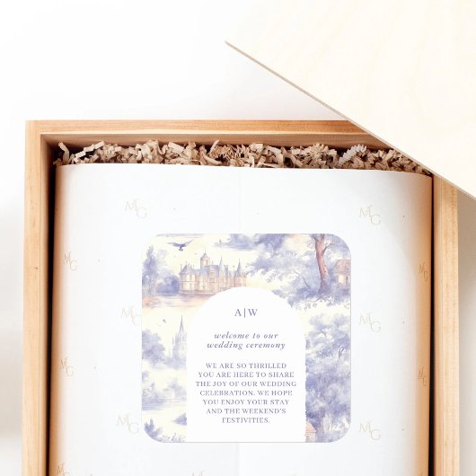 Toile de Jouy art Vierkante Sticker