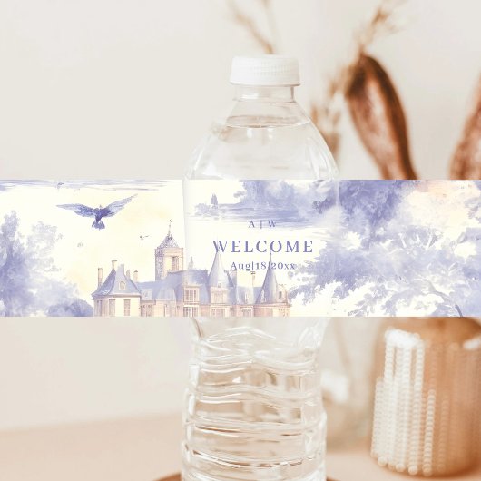 Toile de jouy art waterfles etiket