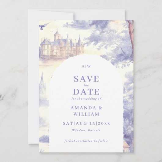 Toile de Jouy Art Wedding Save The Date (Voorkant)