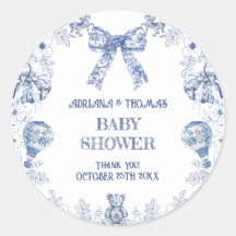 Toile de jouy baby shower bedankt