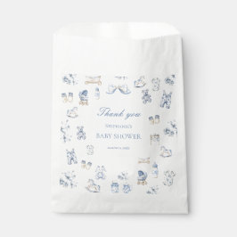 Toile De Jouy Baby Shower Blue Bow Boy Bedankzakje
