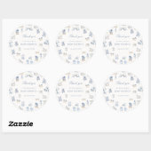 Toile De Jouy Baby Shower Blue Bow Boy Ronde Sticker (Vel)