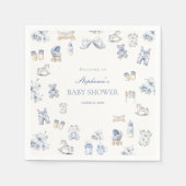 Toile De Jouy Baby Shower Blue Bow Boy Servet (Voorkant)