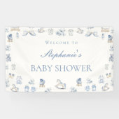 Toile De Jouy Baby Shower Blue Bow Boy Spandoek (Horizontaal)