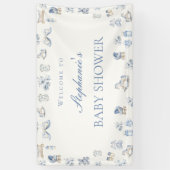 Toile De Jouy Baby Shower Blue Bow Boy Spandoek (Verticaal)