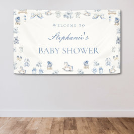 Toile De Jouy Baby Shower Blue Bow Boy Spandoek
