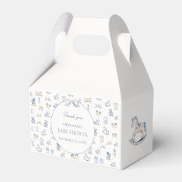 Toile De Jouy Baby Shower Blue Bow Favor Box Bedankdoosjes
