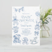 Toile De Jouy Baby shower Boy Kaart (Staand voorkant)