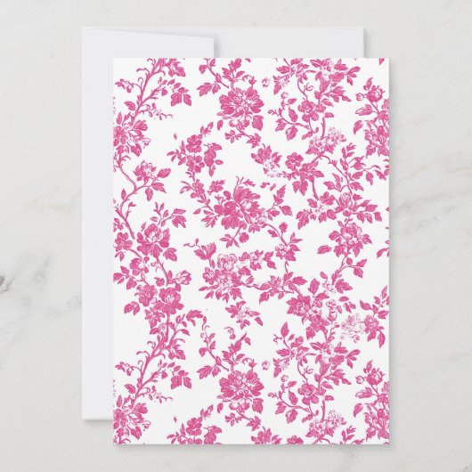 Toile de Jouy Baby shower Dusty Pink Teddy Bear Kaart (Achterkant)