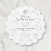 Toile de Jouy Baby Shower Pop it Bedankjes Labels (Achterkant)