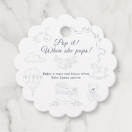 Toile de Jouy Baby Shower Pop it Bedankjes Labels