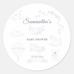 Toile de Jouy Baby Shower Thema voor een kinderkam Ronde Sticker