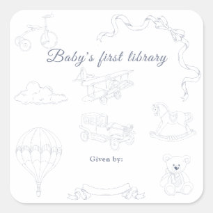 Toile de Jouy babykamer eerste bibliotheek voor de Vierkante Sticker