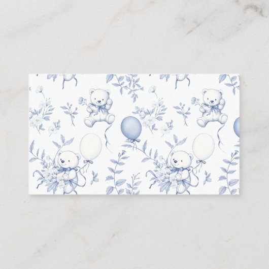 Toile De Jouy Beer Baby Showe Boeken voor Baby Informatiekaartje (Achterkant)
