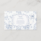 Toile De Jouy Beer Baby Showe Boeken voor Baby Informatiekaartje (Voorkant)