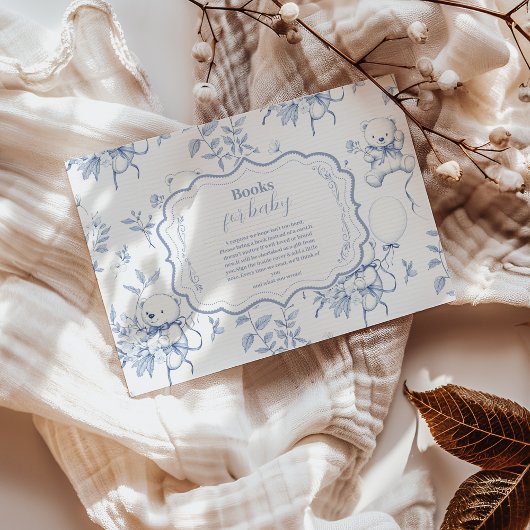 Toile De Jouy Beer Baby Showe Boeken voor Baby Informatiekaartje