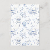 Toile De Jouy Beer Baby shower Diapper Raffle Informatiekaartje (Achterkant)