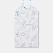 Toile de Jouy Beer Blauw Baby shower Dank u Cadeaulabel (Achterkant)