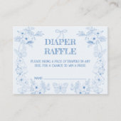 Toile De Jouy Blauw Bloemen Jongen Luier Raffle Informatiekaartje (Voorkant)