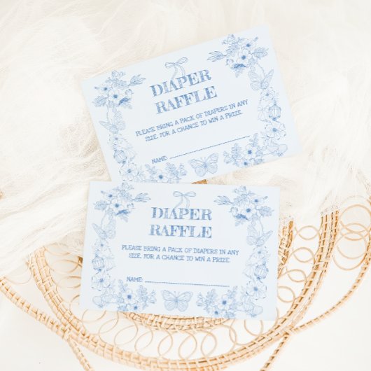 Toile De Jouy Blauw Bloemen Jongen Luier Raffle Informatiekaartje