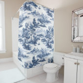 Toile de jouy, blauw china, porselein, blauwe wilg douchegordijn (In situ)