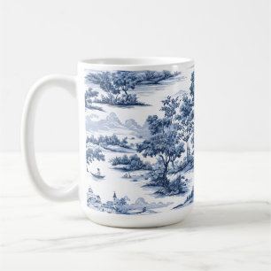 Toile de jouy, blauw china, porselein, blauwe wilg koffiemok