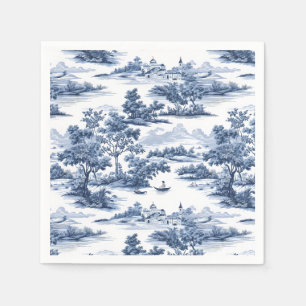 Toile de jouy, blauw china, porselein, blauwe wilg servet