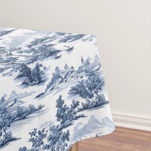 Toile de jouy, blauw china, porselein, blauwe wilg tafelkleed (Voorbeeld)