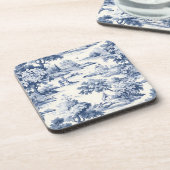 Toile de jouy, blauw en wit, porselein, bier onderzetter (Linkerzijde)