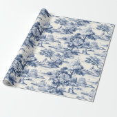Toile de jouy, blauw en wit, porselein, cadeaupapier (Uitgerold)