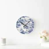 Toile de jouy, blauw en wit, porselein, ronde klok (Huis)
