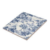 Toile de jouy, blauw en wit, porselein, tegeltje (Zijkant)