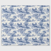 Toile de Jouy Blauw Frans Elegant Weiland Cadeaupapier (Vlak)